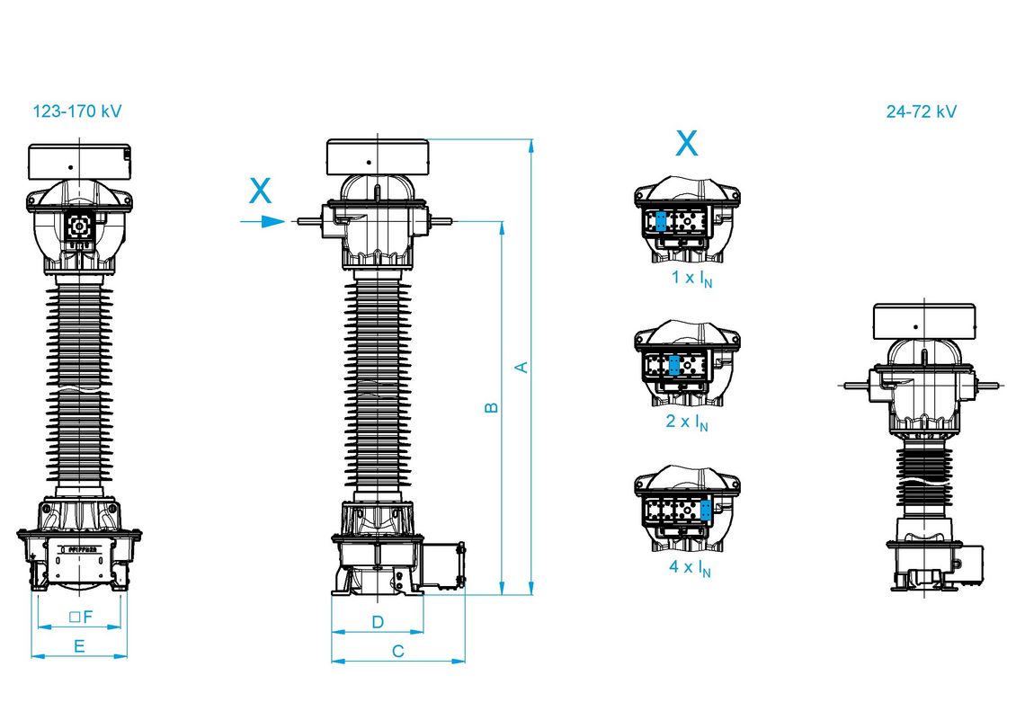 Oil-Paper-Insulated Inductive Combined Transformer EJOF, Drawing, Instrument Transformer