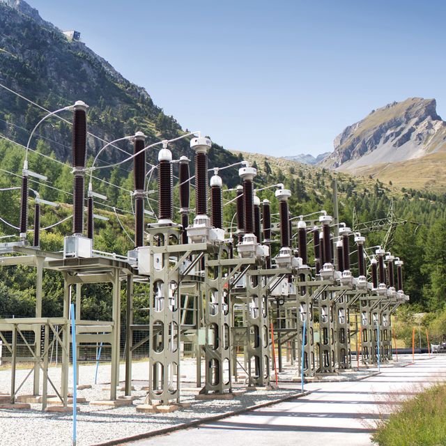 Field application Oil-Paper-Insulated Inductive Voltage Transformer EOF, mounted in a Substation, Instrument Transformer